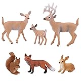 Contenu de l'emballage : le lot de figurines d'animaux de la forêt comprend 1 x buck, 1 x biche, 1 x faon, 1 x renard, 1 x écureuil, 1 x lapin.