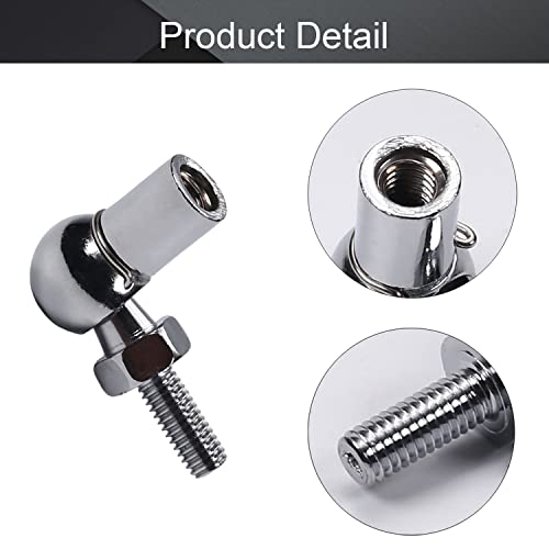 Heyiarbeit 2Pcs Rod End Ball Bearing With Stud, M6 Female Thread 6Mm Round Handle Dia A3 Steel Silver Tone #TOP1