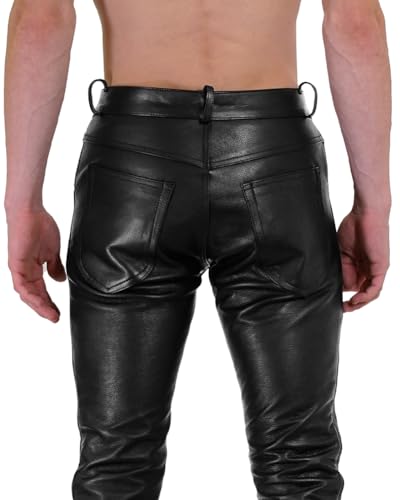 Bockle® Big Cheeker Butten Free Button Leather Pants Men Jeans2