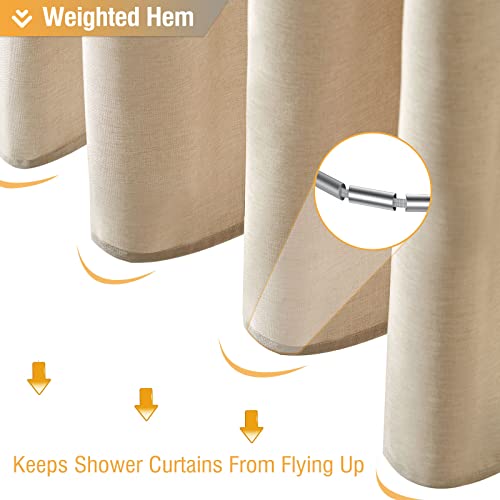 BTTN Fabric Shower Curtain, Linen Textured Heavy Duty Polyester Cloth Shower Curtain Set with 12 Plastic Hooks, Hotel Luxury Waterproof Decorative Shower Curtains for Bathroom - 72"x72" - Beige/Cream by BTTN - Image 5