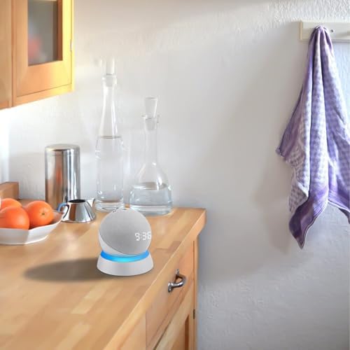 Table Stand for Echo Dot 5th Generation, C YECEN Desktop Holder Mount for Echo Dot 5th & 4th Gen, Base Bracket with Light Guide and with Built-in Cable Management,Glacier White 7 41f8PzFOSeL. AC