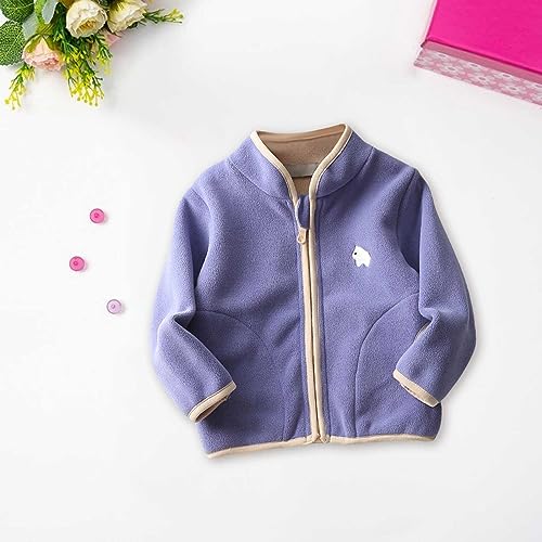 Boys Girls Polar Fleece Jacket Kids Toddler Full Zip Jacket Comfy Fleece Sweatshirt Stand Collar Fall Windproof Coat2