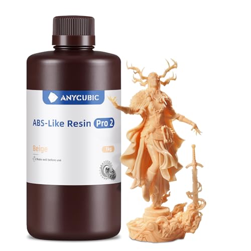 ANYCUBIC ABS-Like Resin Pro 2 pour Imprimante 3D LCD, Haute Précision et Faible Odeur, Résine Photopolymère UV 405nm, Compatible LCD/DLP (Beige, 1kg) Beige 1kg