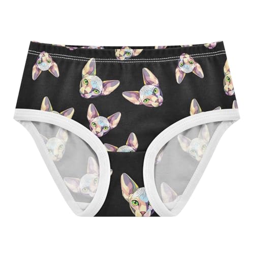 Joisal Colorful Sphynx Cat Black Panties for Girl Toddler Underwear Floral Cotton Durable Underpants Briefs 2t