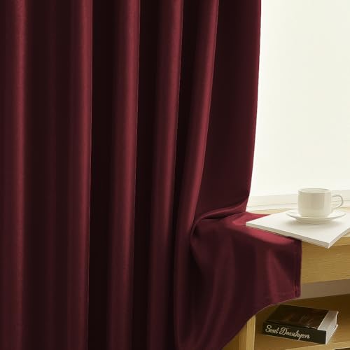 Image of LINENWALAS 100% True Blackout Solid Curtains (5 Feet)-Set of 2 Panels|Complete Light Block|Thermal Insulated & Noise Reducing Room Darkening Curtains for Living Room & Home Decor (Aesthetic Maroon)