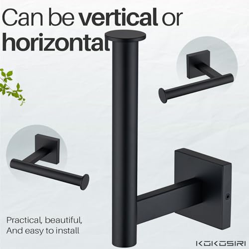 Image of KOKOSIRI Toilet Paper Holder for Bathroom Toilet Roll Holder Hold Mega Rolls Wall Mounted, Matte Black Stainless Steel B2008BK