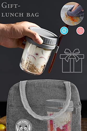 Overnight Oats Containers With Lids - 2Pack Updated Design 10 Oz Wide Mouth Mason Jar With Spoon Very Convenient For Use On The Go, Tight Sealing Glass Jar Ideal For Home, Office Or To Go #TOP4