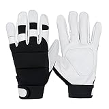 GSG Men Women Work Gardening Leather Gloves Thorn Proof Medium White Garden Working Gloves