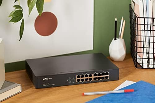 TP-Link TL-SF1016DS 16-Port 10/100Mbps Network Switch, Ethernet Splitter Ports Speed up to 200Mbps, Innovative Energy-Efficient Technology, Supports MAC Address Self-Learning, 13-inch Steel Case