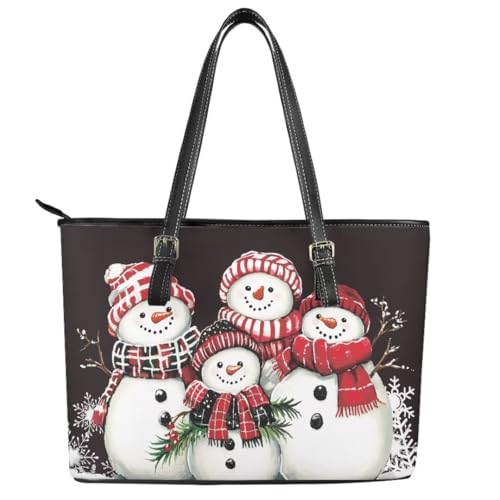 Image of Coldinair Christmas Leather Tote Bag for Women with Zipper Large Shoulder Tote Bag Shopping Casual Travel Bag Handbag Purse