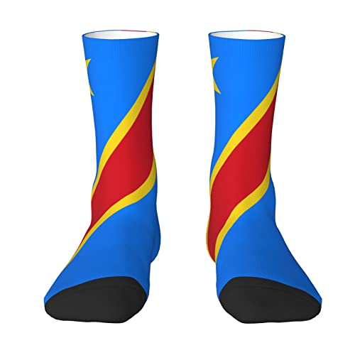 Melbrakin Chaussettes d'équipage de drapeau de la République démocratique du Congo Chaussettes athlétiques d'été évacuant l'humidité pour hommes et femmes