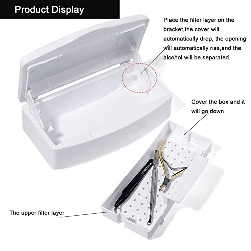 LXIANGN Nail Art Tool Sterilizer Tray,Plastic Clean Sanitizing Box Sterilizing Container Storage for Nail Tools,Tweezers,Hair Salon,Spa & Cutter Manicure Equipment (White)