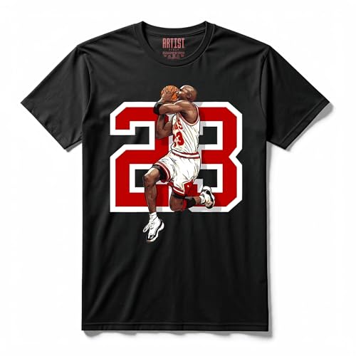 ARTIST MARKET Camiseta J23 Basket 100% algodón Air Chicago 23, Negro , M