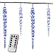VOLTRONIC® 40 LED Lichterkette Eiszapfen für innen und außen, Farbwahl: kalt-weiß/blau, GS geprüft, IP44, optional mit 8 Leuchtmodi/Fernbedienung/Timer, Länge 5,5m + 5m Zuleitung Weihnachtsdeko