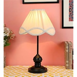 tu casa Metal Iron Table Lamp, White, Off White