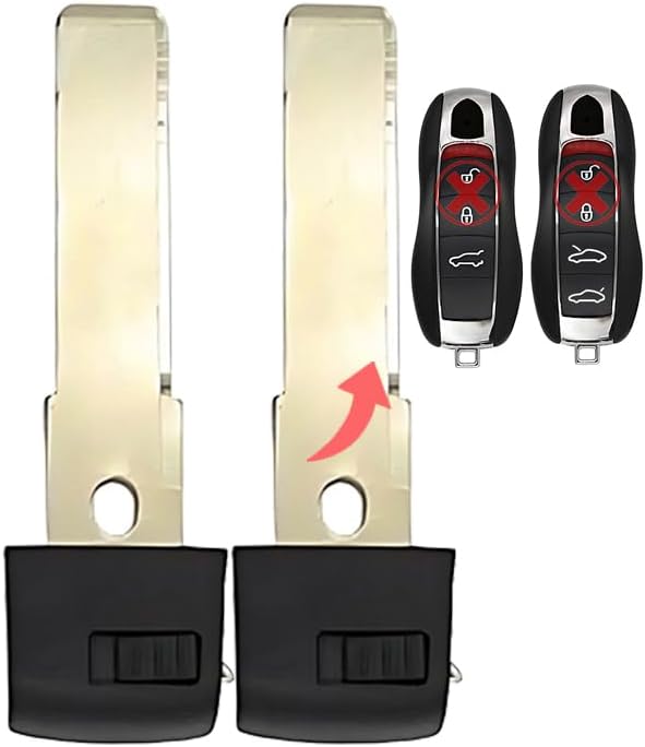 2X New Replacement Proxy Key Fob Remote Uncut Insert Blade Compatible with & Fit for Porsche - MPN KR55WK50138-10