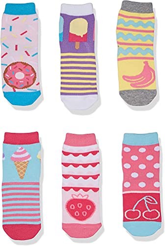 Jefferies Socks Little Girl's Sweat Treats Ice Cream/Donuts Fashion Crew Socks 6 Pair Pack Sockshosiery, Multi, Medium #TOP1