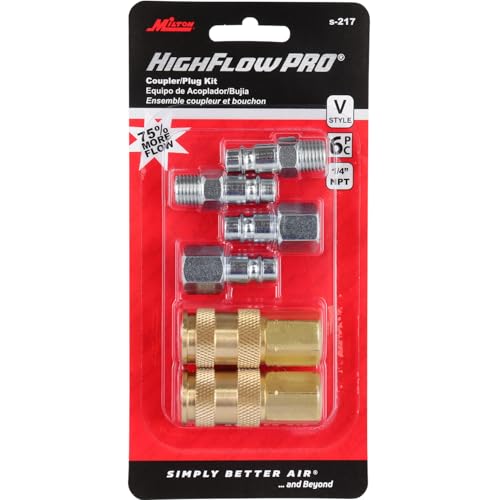 Milton S-217 1/4" NPT V Style Coupler and Plug Kit - 6 Piece - Thumbnail 5