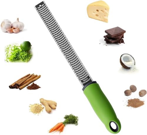 Image of Baskety Stainless Steel Zester Grater Handheld for Lemon, Cheese, Ginger, Garlic, Vegetables & Fruits - 1 Piece (Green)