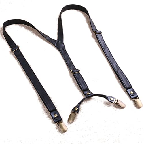 Tirantes para pantalones ajustables con 4 clips metálicos resistentes negros