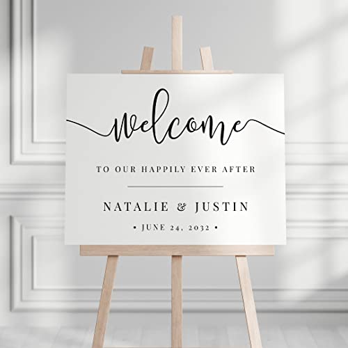 Happily Ever After Welcome Wedding Sign Personalized Welcome To Our Wedding Sign Custom Wedding Sign Wedding Outdoor Sign Printed Wedding Sign Without Easel #TOP2