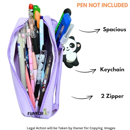 Image of Funfob Panda Pencil Pouch for School College for Pen Pencil Panda Pencil Pouch Box Travel or Cosmetic Case | Panda Pouch Keychain Pink