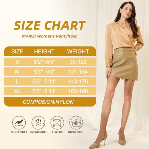 Image of MANZI 6 Pairs Pantyhose for Women 20 Denier High Waist Sheer Tights