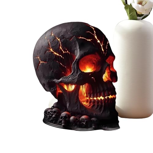 Générique Lampe Crâne Halloween - Lampe de Bureau avec Crâne Flamme Décoration Halloween | Luminaire De Bureau Décor Effrayant Idéale pour Jardin...
