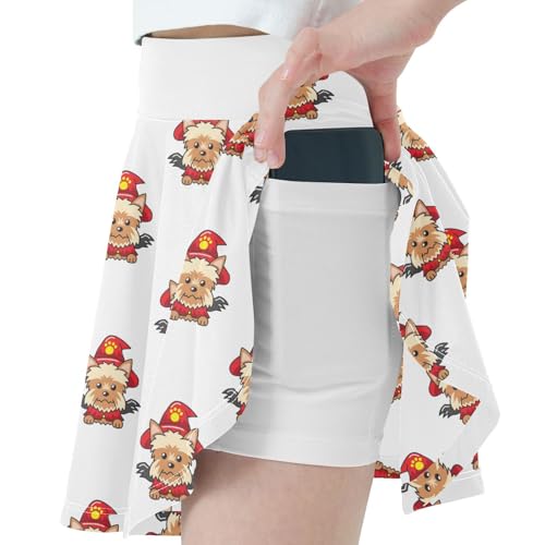 Girls Skorts High Waist Athletic Skirts with Shorts Yorkshire Terrier Dog Stretchy Teens Performance Tennis2