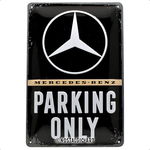 Nostalgic-Art Mercedes-Benz – Parking Only – Geschenk-Idee für Auto Accessoires Fans Retro Blechschild, aus Metall, Vintage-Dekoration, 20 x 30 cm