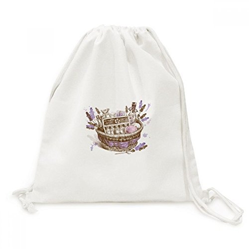 Sac à dos cordon toile lavande imprimé végétal pour voyage