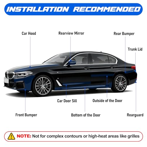 Image of Spurtar Gloss Black Vinyl Wrap 6 Inch x 20ft Air-Release Adhesive Car Vinyl Tape Chrome Delete Wrap Roll DIY Car Exterior Decoration Door Edge Guard Vehicle Detailing Paper 15CM x 6M
