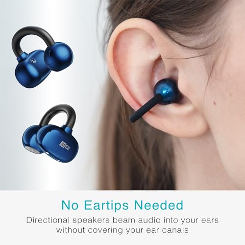 MEE audio Pebbles Air Open Ear True Wireless Earbuds - Bluetooth 5.3 Lightweight Earclip Headphones with Headset Microphone & Call Noise Reduction for Gym/Workouts/Sports and Gaming (Sapphire/Blue) — view 3