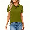 Polo Shirts for Women UK Short Sleeve T-Shirts Women Fashion 2026 Lapel Tops with Collar Button Casual Business Blouses Fall Winter Clothing Green 3XL #1