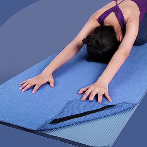 POLYTE Hot Yoga Towel Mat. Elastic Straps, 24x72" (Blue) - Image 5