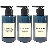 300ml Travel Shampoo Bottles Refillable,Empty Pump Plastic Dispensers 10 oz Shower Containers for Shampoo Conditioner Body Wash (Blue,1 Set)