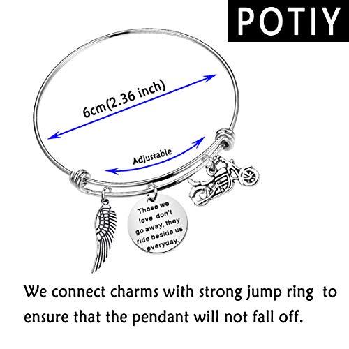 POTIY Motorcycle Memorial Gift Sympathy Jewelry Those We Love Don't Go Away Bracelet in Memory of Brother Dad Husband Gift2