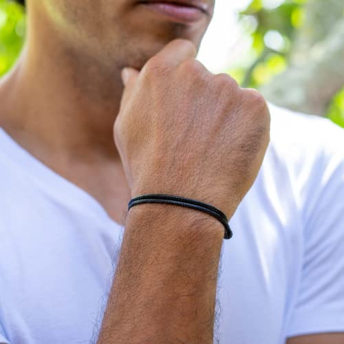 Thick Wax Nylon Cord Bracelet For Men Or Women - Surfer Friendship String Unisex Adult Waterproof Boy Girl Gift (One Size, Black) #TOP4