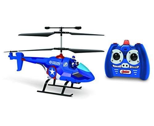World Tech Toys Heroes Hélicoptère radiocommandé 3.5ch Captain America avec Figurine Marvel Avengers, 33847, Bleu Cover