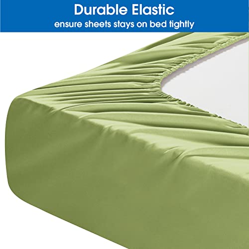 Homeideas Queen Size Bed Sheets - 6 Piece Set (Sage Green) - Extra Soft Brushed Microfiber 1800 Bedding Sheets, Deep Pocket, Wrinkle & Fade Free #TOP3