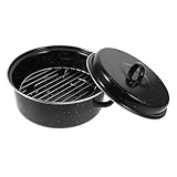 Abaodam Gerösteter Süßkartoffeltopf braten Bräter für den täglichen Gebrauch Röster Bräter für den Haushalt Bratpfannen kleiner Bräter mit Deckel Multifunktionale Bratpfanne Eisen Schwarz