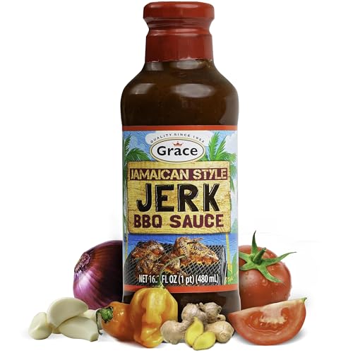 Grace Jamaican Style Jerk BBQ - 16oz - Jamaican Seasoning, Marinade & Dipping Sauce - Best Hot Barbecue sauce