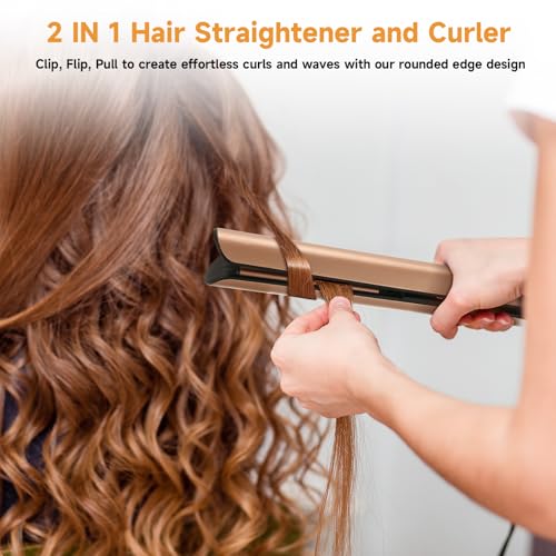 LXMTOU Hair Straightener and Curler in One Flat Iron Hair Straighteners for Women Ceramic Tourmaline Plates Styling Iron for ThickHair Adjustable Temperature Dual Voltage - 4