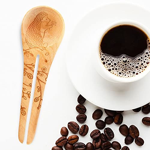 Talisman Designs Laser Etched Beechwood Scoop With Clip | Woodland Design | Wood Coffee Spoon, | Cute & Functional Kitchen Tool, | Small Wooden Utensils #TOP1