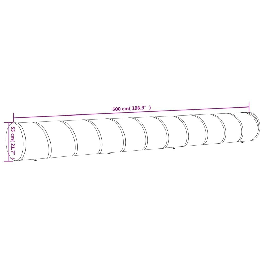 Túnel para perros azul Ø 55 x 500 cm de poliéster y metal, túnel de juego plegable con 8 piquetas, bolsa de transporte, para perros, gatos, conejos, hurones, interiores y exteriores, jardín