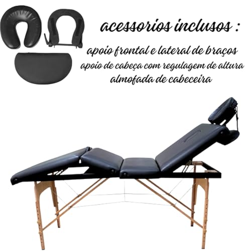 Maca Portátil e Dobrável Goldlife 4 Seções 250Kg 1,95x70Cm Com Capa Tranporte Preta