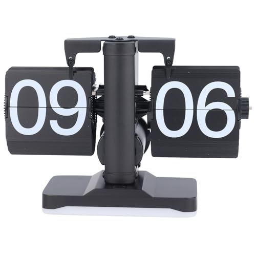 Flip Clock Relógio de Mesa Vintage, Relógio Interno Alimentado por Bateria Com Iluminação Ambiente,