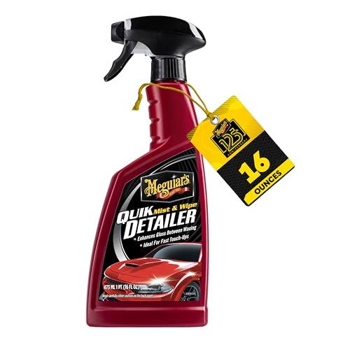 Meguiars Quik Detailer Mist & Wipe - Easy to Use Car Spray Detailer Lifts Light Dust Fingerprints Smudges and Fresh Contaminants - Perfect to Enhance Shine and Protection Between Washes 16 Oz