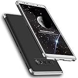 Galaxy Note 8 Case, Wellerly 3 in 1 Ultra Slim Hard PC Premium Case Hybrid Anti Fingerprint Scratches Soft Grip 360 Degree Full Body Protection Cover for Samsung Galaxy Note 8 (Black+Sliver)