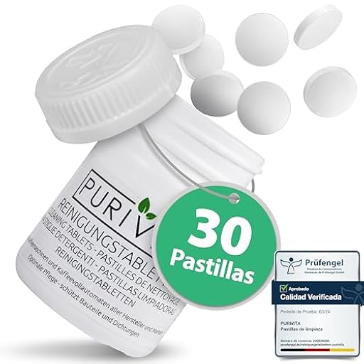 PURIVITA® Universale Pastillas de limpieza para cafeteras [30 pastillas] - Pastillas descalcificadoras para cafeteras Delonghi, Krups, Jura, Senseo, Nespresso y otras - Limpiador de cápsulas de café | Ya disponible en tu tienda friki favorita! En mundofriki.es!